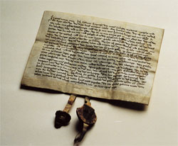 Urkunde einer Zustiftung vom 21. Januar 1319: Gertrut, Witwe Hainrichs des Vaters, übergibt (...) dem Spital zu Burun den Garten...“